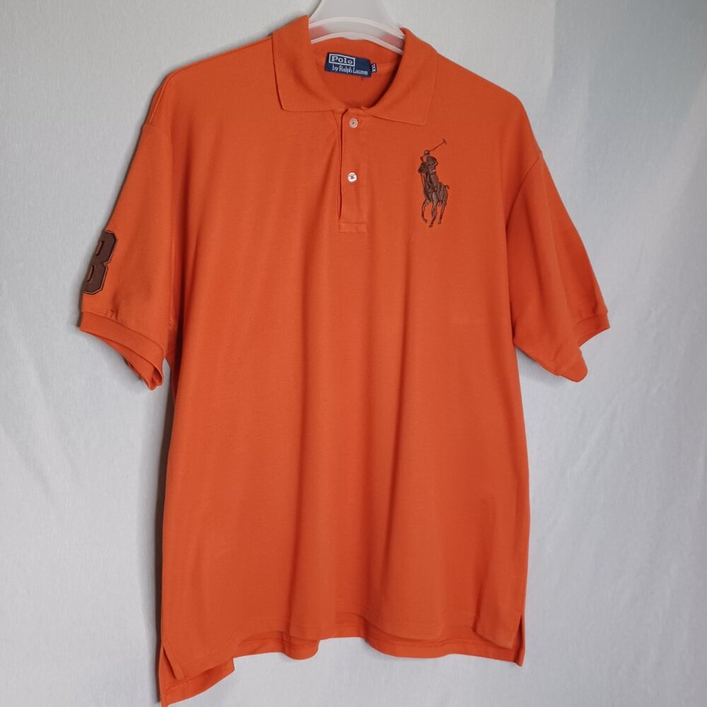 Polo Ralph Lauren Shirt Mens XXL Orange Big Pony Short Sleeve #3 Logo Classic